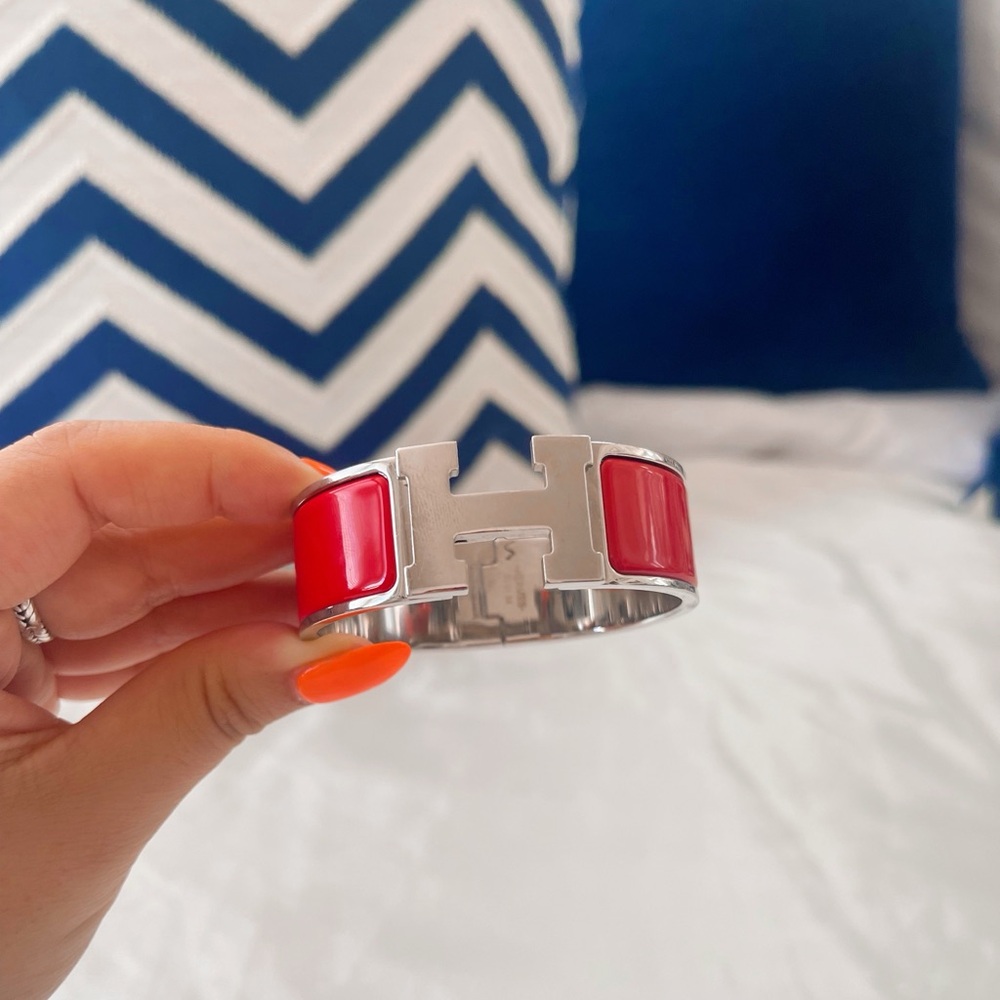 Hermes Red Clic Clac H Bracelet